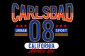 Carlsbad California 08 athletic urban sport vintage design typography printed t shirt vector illustration