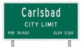 Carlsbad road sign showing population and elevation