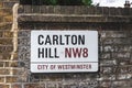 Carlton Hill street name sign, London