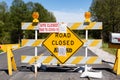 Roadblocks at the entrance to an Illinois state park during the coronavirus pandemic