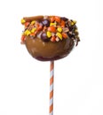 Carmel candied apple with candy