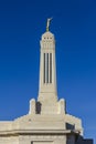 Carmel - Circa February 2017: The Angel Moroni Stands atop the Indianapolis Indiana Mormon Temple I