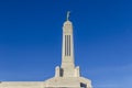 Carmel - Circa February 2017: The Angel Moroni Stands atop the Indianapolis Indiana Mormon Temple II