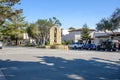 War memoria in the middle of Ocean Avenue in downtown Carmel on a clear autumn day