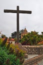 Carmel by the Sea, mission, Mission San Carlos Borromeo, catholicism, garden, flowers, California, church, architecture, cross
