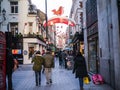 Carnaby Street in London decorated for Christmas Royalty Free Stock Photo