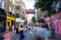 Carnaby Street In London UK With Motion Blurred Shoppers