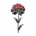 Carnation Flower Silhouette: Minimalistic Vector Clipart On White Background