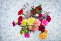 Carnation flowers, Dianthus caryophyllus, beautiful bouquet, top view, Celebration concept, occasional bouquet