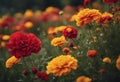 carnation garden Marigold red yellow flowers flowers The