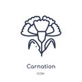 Carnation icon from nature outline collection. Thin line carnation icon isolated on white background