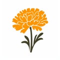 Carnation Orange Flower Vector Illustration - Simplistic Japanese Art Royalty Free Stock Photo