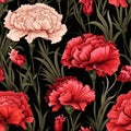 Carnation Vector Pattern With Dark Background Royalty Free Stock Photo