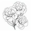 Carnations Coloring Page For Kids: Cartoon Style With Thick Lines