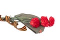 Carnations, George ribbon and field cap