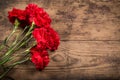 Carnations on wooden background