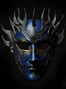 carnaval mask blue and gold black background close up. ai generative Royalty Free Stock Photo