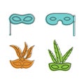 Carnaval mask icon set, color outline style Royalty Free Stock Photo