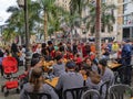 People gather at one of the biggest world street carnavals