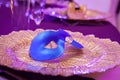 Carnaval table with venetian mask on the plate Royalty Free Stock Photo