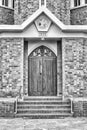 Main entrance of the Dutch Reformed Church in Carnavon. Monochrome