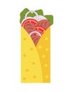 Carne asada mexican fastfood burrito in flat style. Perfect for tee, stickers, menu and stationery. Isolated vector illustration Royalty Free Stock Photo