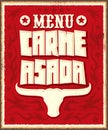 Carne asada, roast meat - barbecue spanish text menu Royalty Free Stock Photo