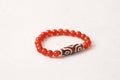 Carnelian stone Dzi bead 3 eyes bracelet. Bracelet made of stones on hand from natural Carnelian. Handmade jewelry bracelets on