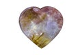 Carneol Agate Carved Heart Polished gem on white background. Macro shot Royalty Free Stock Photo