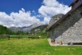 Carnia Alps mountain hut, Friuli Venezia Giulia region, Italy Royalty Free Stock Photo