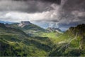 Carnic Alps main ridge under dark clouds Austria Italy border Royalty Free Stock Photo