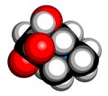 Carnitine food supplement molecule. 3D rendering. Atoms are represented as spheres with conventional color coding: hydrogen white