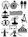 Carnival amusement park icons set