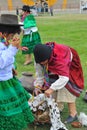 .Carnival of Ayacucho. Women and men sing and dance for three days in the parade show in peru