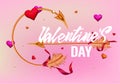 Valentine`s day background with arrows and hearts.