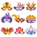 Carnival or celebration masks vector icons Royalty Free Stock Photo