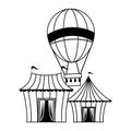 Carnival circus festival cartoons in black and white