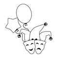 Carnival circus festival cartoons in black and white Royalty Free Stock Photo