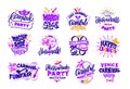 Carnival collection logos, stamps, phrases, lettering compositions. Big set of Brazilian templates Royalty Free Stock Photo