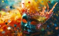 carnival with colorful feather mask