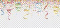 Carnival Confetti Ribbons Header Transparent Royalty Free Stock Photo