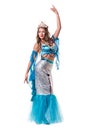 Carnival dancer girl dressed as a mermaid posing