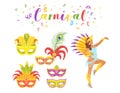 Carnival dancer silhouette. Royalty Free Stock Photo