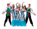 Carnival dancer team dressed as mermaids and