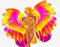 Carnival dancer woman in colorful feathers and headdress. Royalty Free Stock Photo