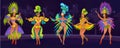 Carnival design concept with dancing women.Festive background for carnaval event in Brazil. Festive poster with carnival dancers
