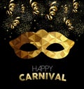 Carnival design with gold mask and party elements