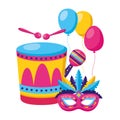 Carnival drum mask maraca Royalty Free Stock Photo