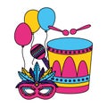 Carnival drum mask maraca Royalty Free Stock Photo