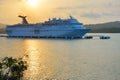 Carnival ecstasy Cruise Ship at sun set